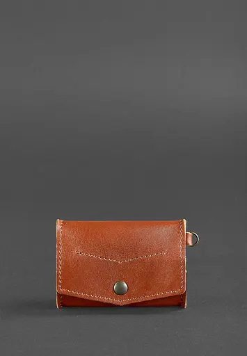Кожаная монетница с клапаном 1.0 светло-коричневая. - фото 2