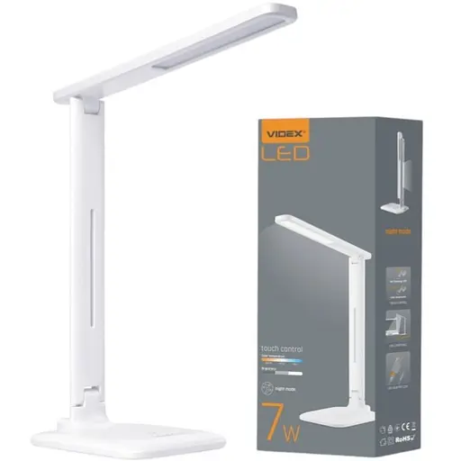 Лампа настольная LED Videx TF02W White 7 Вт 3000K/4100K/5500K 300 лм сенсорное управление (VL-TF02W)  - фото 6