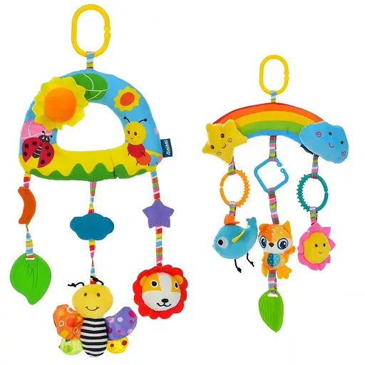 Підвіска на коляску, 43 см, тваринки, брязкальце, пискавка, плюш, 25x15x6 см - фото 2