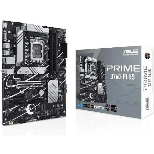 Материнская плата Asus Prime LGA1700, B760-PLUS, B760, 4xDDR5, Int.Video (CPU), 4xSATA3, 3xM.2, 1xPCI-E 16x 5.0, 1xPCI-E 16x 4.0, 2xPCI-E 1x 3.0, 1xM.2 (Key E), Realtek 7.1, Realtek 2.5Gb, 6xUSB3. 2/4xUSB2.0, VGA/HDMI/DP, ATX - фото 2