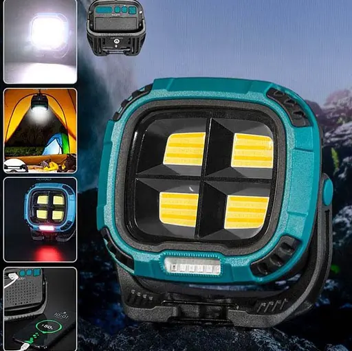 Кемпинговый фонарь W894-1 4COB + 5SMD Power Bank магнит крючок Синий - фото 4