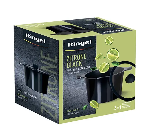 Кастрюля Ringel Zitrone Zitrone Black 5.8 л 24 см (RG-2108-24/2BL) - фото 3