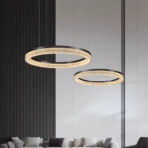 Черная кольцевая люстра с эпоксидной смолой 60 см Line F Арт. MJ317-600 BK+CL - фото 1