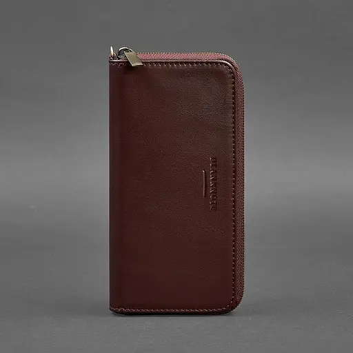 Шкіряне портмоне на блискавці 6.1 Бордове - фото 6
