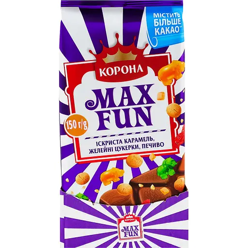 Шоколад молочный Корона Max Fun Карамель, мармелад и печенье 150 г (918395) - фото 2