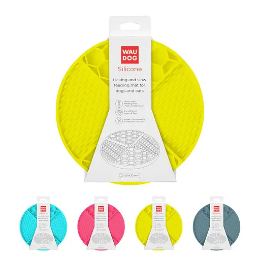 Коврик для слизывания и медленного питания Waudog Silicone 211х211х30 мм желтый - фото 2