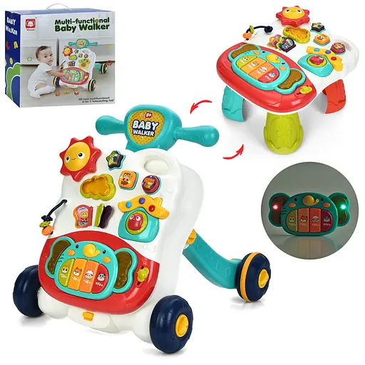 Каталка-ходунки 3в1, столик, піаніно, сортер, тріскачка, з музичними та світловими ефектами