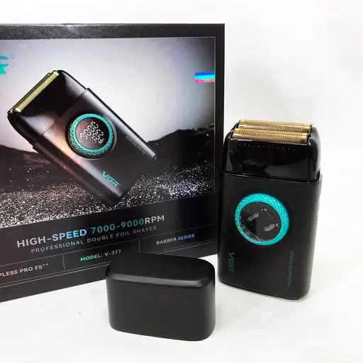 Электробритва VGR V-377 шейвер двойное лезвие с регулировкой мощности LED-дисплей Черная - фото 2