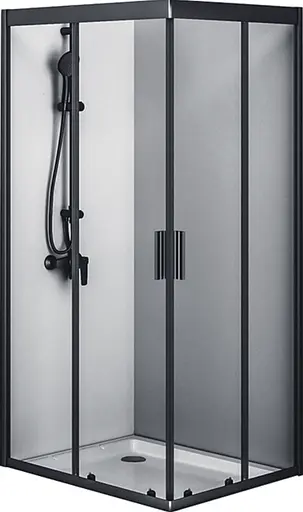 Душевая кабина Am.Pm Gem 100x80 см без поддона black matt W90UG-404-100280-BT, Черный матовый, Универсальная, прозрачная - фото 1