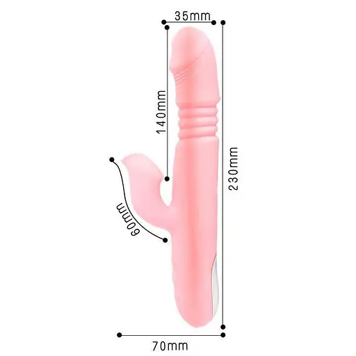 Вібратор з підігрівом Pretty Love силіконовий поступальними рухами 25 см рожевий - фото 2