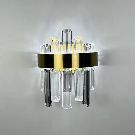 Латунные бра с прозрачным и графитовым хрусталем Line F Арт. WMJ210/2 AB+CL - фото 5