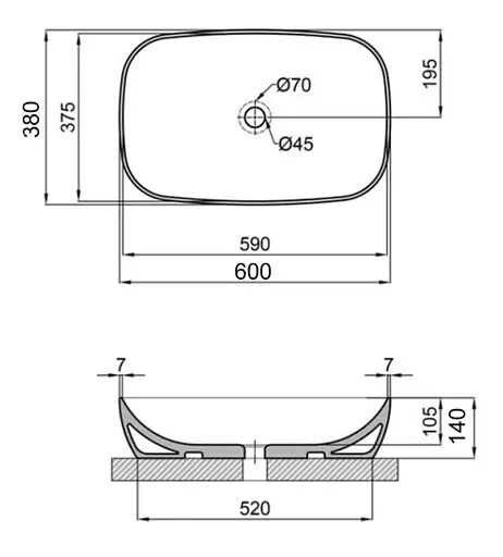 Раковина Qtap Cardinal 600х380х140 мм, White, овальная, без донного клапана QT04116257W - фото 2