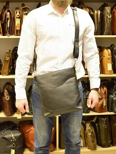 Чоловіча шкіряна сумка через плече TARWA 30х27.5х6.5 см sum0025865 - фото 8