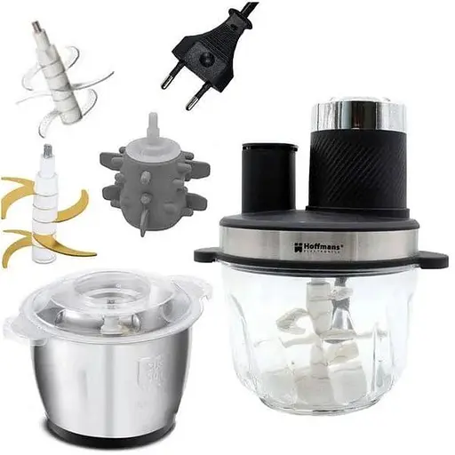 Блендер подрібнювач Hoffmans HM-8849 10 в 1, 2 швидкості 3.8 л Чорний 1800 Вт - фото 1
