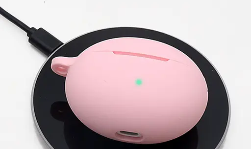 Чехол-накладка DK Silicone Candy Friendly с карабином для Huawei FreeBuds 4i (pink) - фото 4