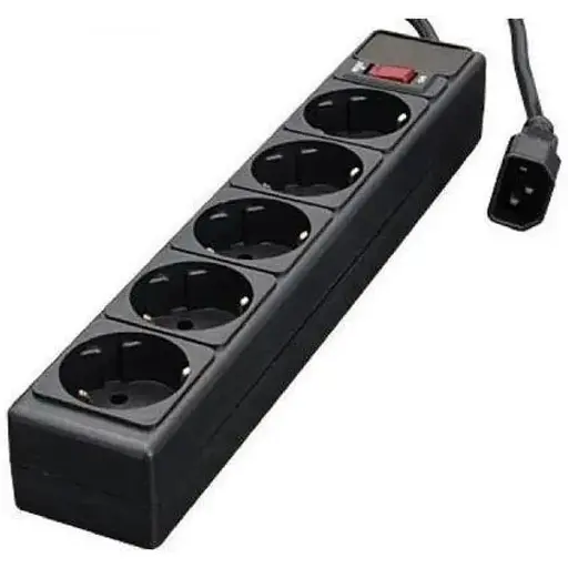 Фильтр сетевой для ИБП Gembird, 5 розеток, 1.8 м, черный, 10А, до 2.2 кВт, выключатель, заземление (SPG5-X-6B) - фото 1