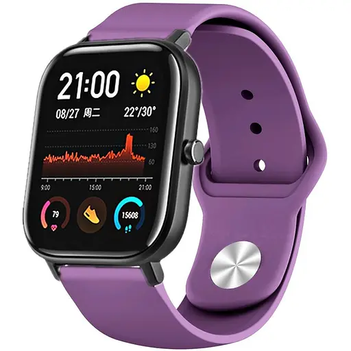 Ремінець силіконовий Boorui для годинника 20 мм Sport design фіолетовий