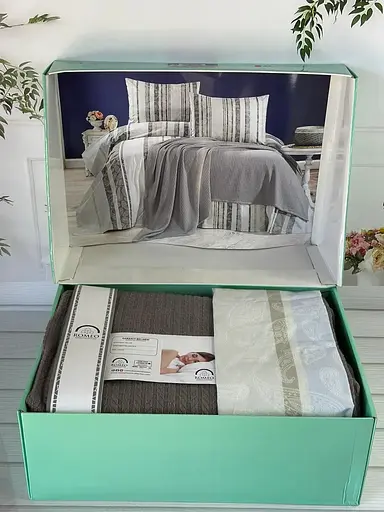 Постільна білизна з в’язаним пледом Antrasit Romeo Home pbe0051438 - фото 1