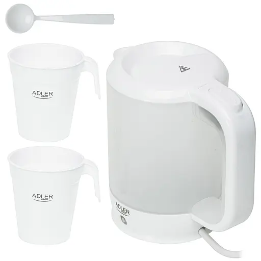 Электрочайник Adler AD 1381 дорожный 900 Вт 0.5 л 2 чашки ложка белый - фото 6