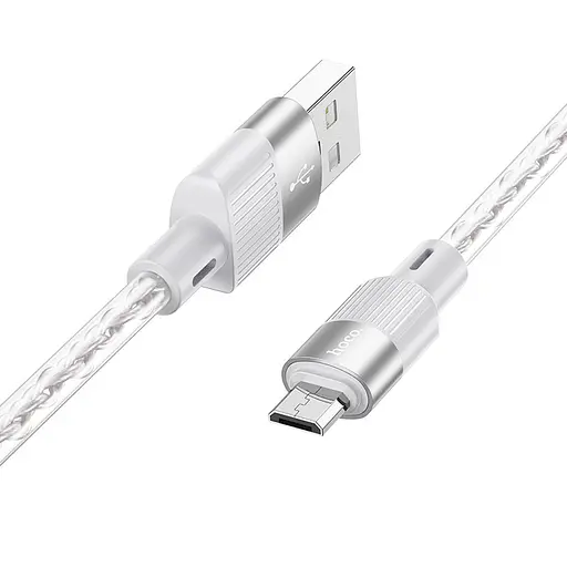 Дата кабель Hoco X99 Crystal Junction USB to MicroUSB (1m) Gray - фото 2