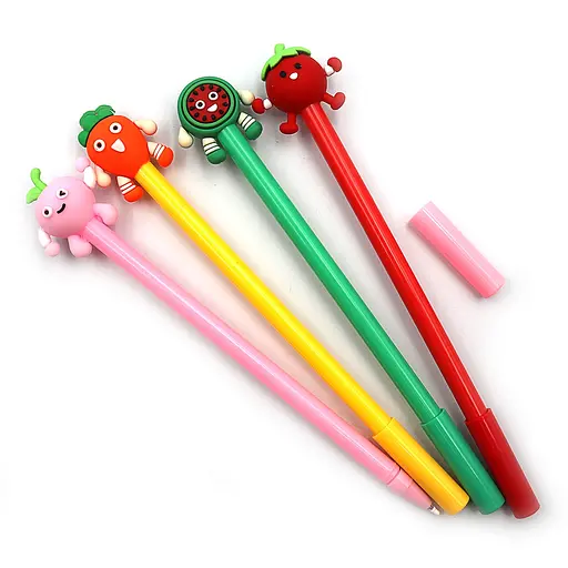 Ручка детская с игрушкой Авокадо, гелевая, синяя, 12 шт. (в ассортименте)