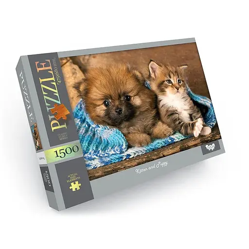 Пазли Kitten and Puppy, 1500 елементів, C1500-04-01