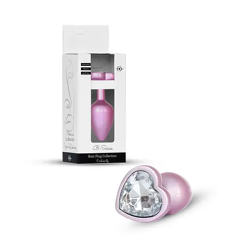 Анальна пробка B - Series HeavyFun Jewellery Pearl Pink Heart Plug L 9 см (прозорий) - фото 5