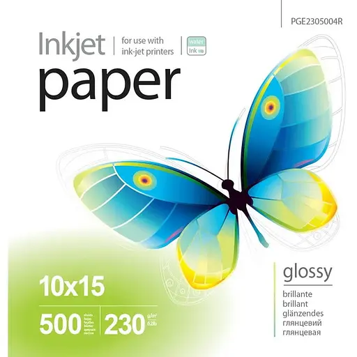 Фотопапір PrintPro, глянсовий, A6 (10x15), 230 г/м², 500 арк (PGE2305004R)