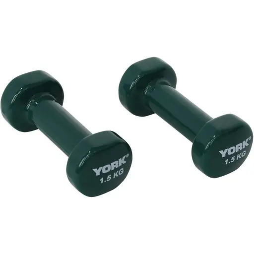 Гантели для фитнеса York Fitness виниловые круглые 2х1,5кг зеленый - фото 4
