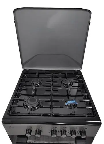 Плита комбінована Castle CPG-60B, Black/Grey, поворотні перемикачі, 4 газові конфорки, автопідпал інтегрований, решітка металева емальована, електрична духовка з подвійним склом, конвекція, підсвітка, два тени, металева кришка, 60x60x86.5см - фото 4