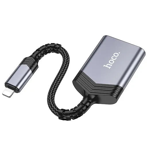 Картридер Hoco UA25 2in1 Lightning Metal gray - фото 3