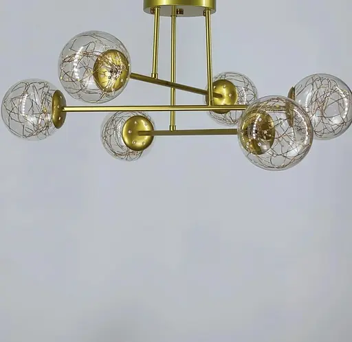 Стельова LED люстра на 6 плафонів в золотистому корпусі Line.F K 26/6 GD - фото 1