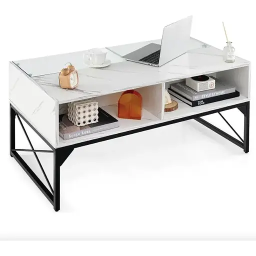 Журнальный столик Costway Moderne с подсветкой мраморный - фото 5