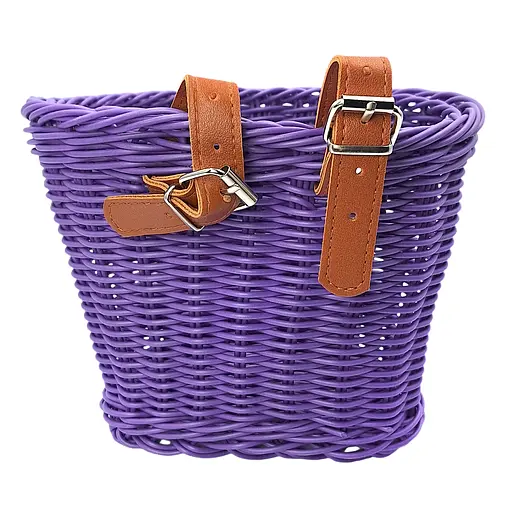 Корзина на детский велосипед / самокат 20х16х16 см плетеный ретро фиолетовый (G0001896) - фото 2