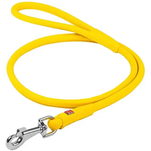 Поводок для собак Waudog Glamour кожаный круглый, желтый