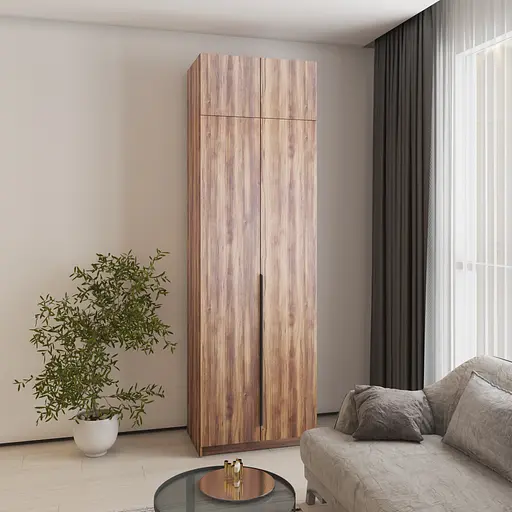 Шафа 2-дверна з антресоллю MebelStar Оскар ДСП BL-B, блок шухляд+полиці 80x52x260 см Дуб бурштиновий (MBS-4813) - фото 1