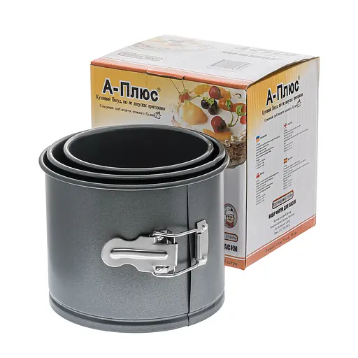 Набір із 3 роз’ємних форм для випічки великодньої паски і тортів з антипригарним / тефлоновим покриттям, A-plus Чорний 83076 - фото 3