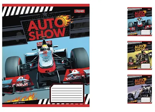 Зошити учнівські 24 аркуша клітинка. 1В Auto show, 20 шт. в упаковці