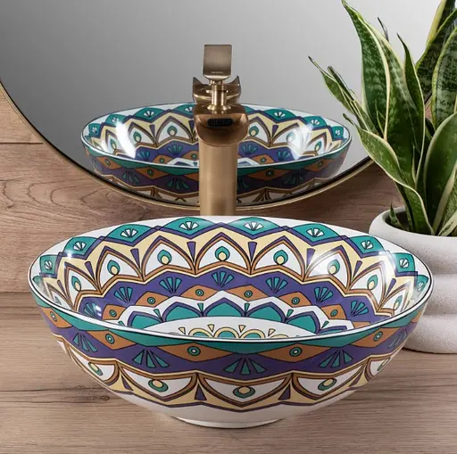 Умивальник Rea Aztec накладний REA-U7501, Цветной - фото 3