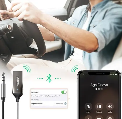 Bluetooth-адаптер Ugreen CM309 Bluetooth Car Receiver Aux with Mic Space Gray (70601) - фото 3