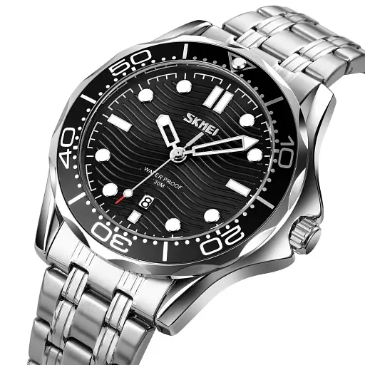 Наручний годинник Skmei 9276 Silver Black steel strap, 9276SSIBK (18381) - фото 2