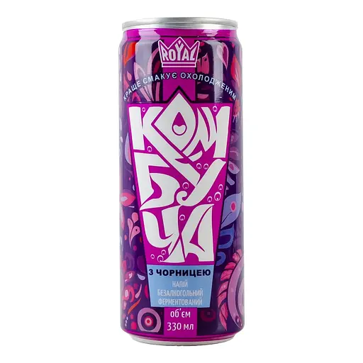 Напій Royal Fruit Комбуча з Чорницею безалкогольний ферментований 330 мл - фото 1