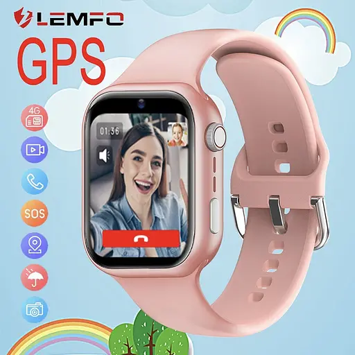 Смарт-часы детские LEMFO K20 4G с камерой WI-FI GPS SIM-карта GEO забор силиконовый ремешок Pink (16738) - фото 3