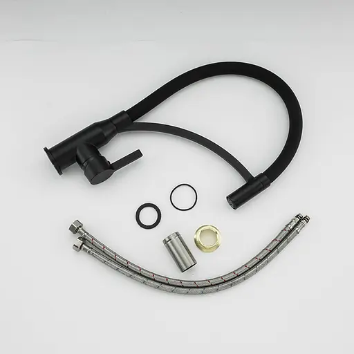 Змішувач для кухні Frap F4552-6 з гнучким виливом чорний матовий - фото 5