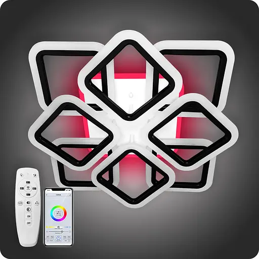 Люстра світлодіодна 517 Dlight 3color з пультом 110Вт Чорний (01653) - фото 2