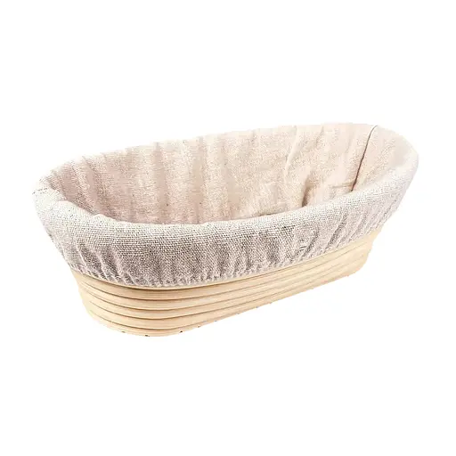 Кошик для вистоювання тіста хліба овальний з натурального ротанга з тканинним чохлом (довжина 17 см), Kitchen Master Бежевий 87539 - фото 1