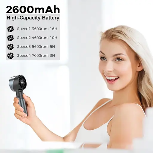 Портативный ручной вентилятор Amacool 17 часов автономной работы 2600 мАч - фото 2