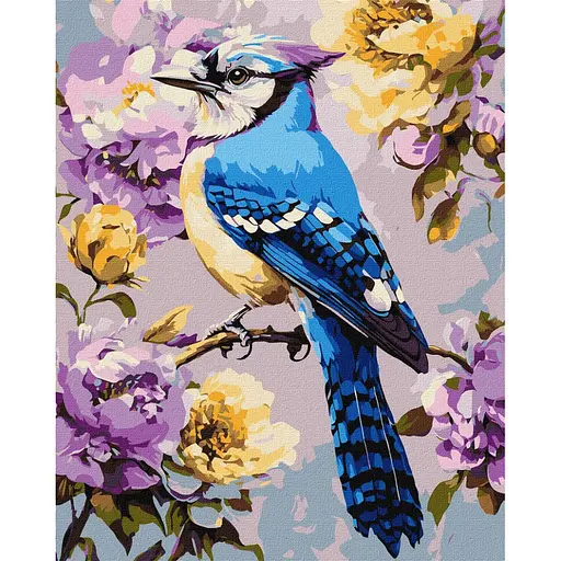 Картина за номерами "Сойка в півоніях" ©art_selena_ua KHO6711, 40х50 см