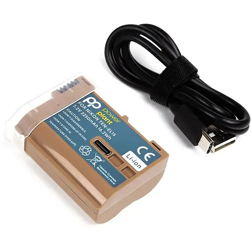Акумулятор PowerPlant Nikon TEN-EL15 2250mAh з кабелем Type-C