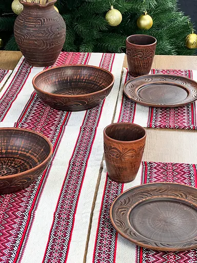 Льняная дорожка с украинским орнаментом Рандеву 140х30 см Красный - фото 5